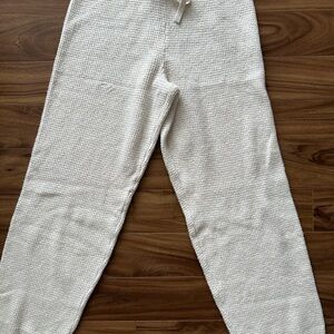 Aerie Women's Textured Cream Straight Leg Pants